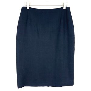 AGNONA Italy Navy Blue Virgin Wool & Silk Blend Pencil Skirt